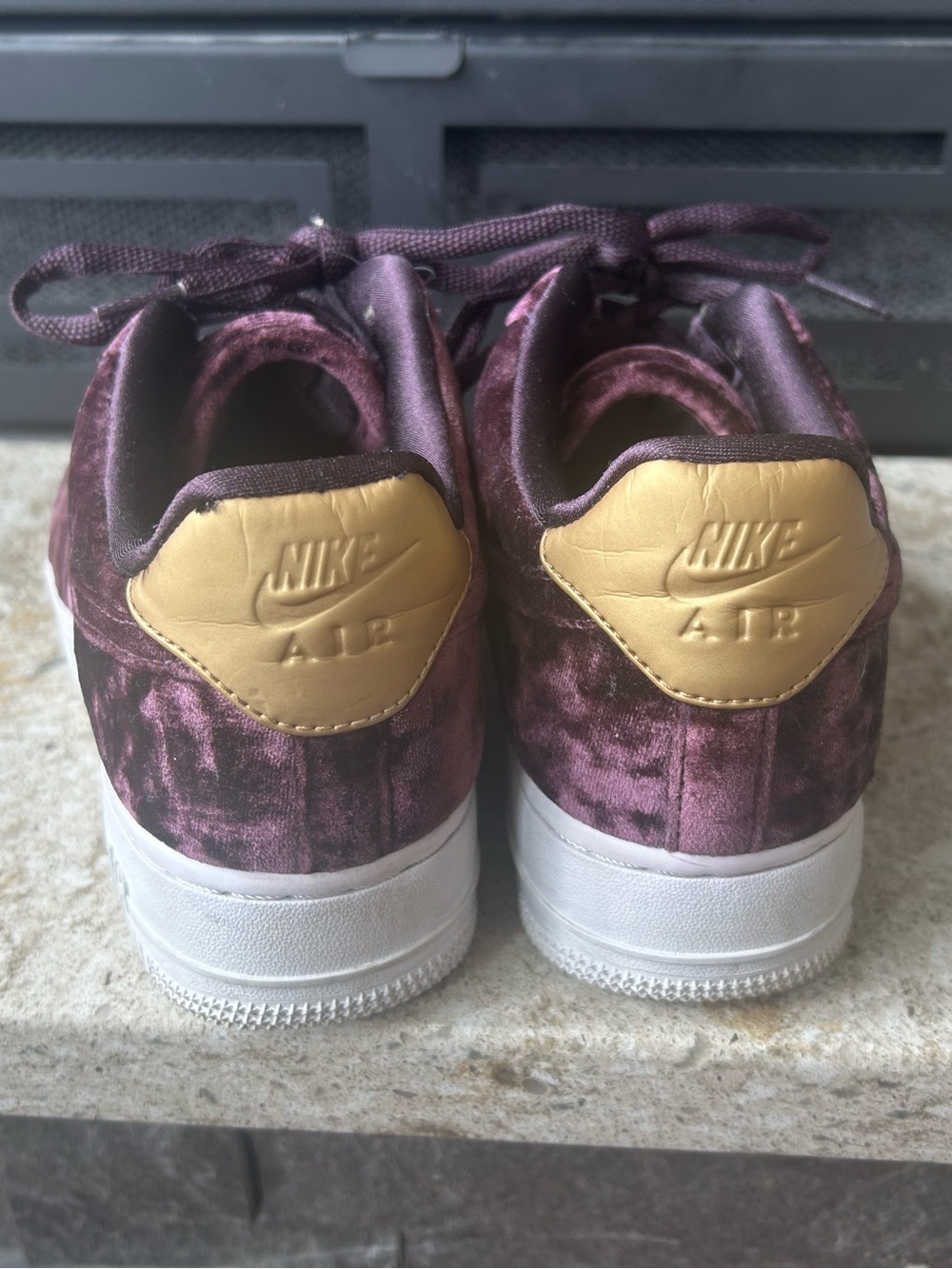 Velvet Nike Air Force 1 Lows in Port Wine - Picture 5 of 7